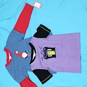 NWT holiday elf long-sleeve tee AND Haunted house short sleeve tee. Kids 6